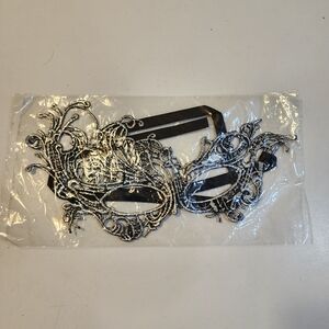 Black and Silver Lace Masquerade Mask In Bag